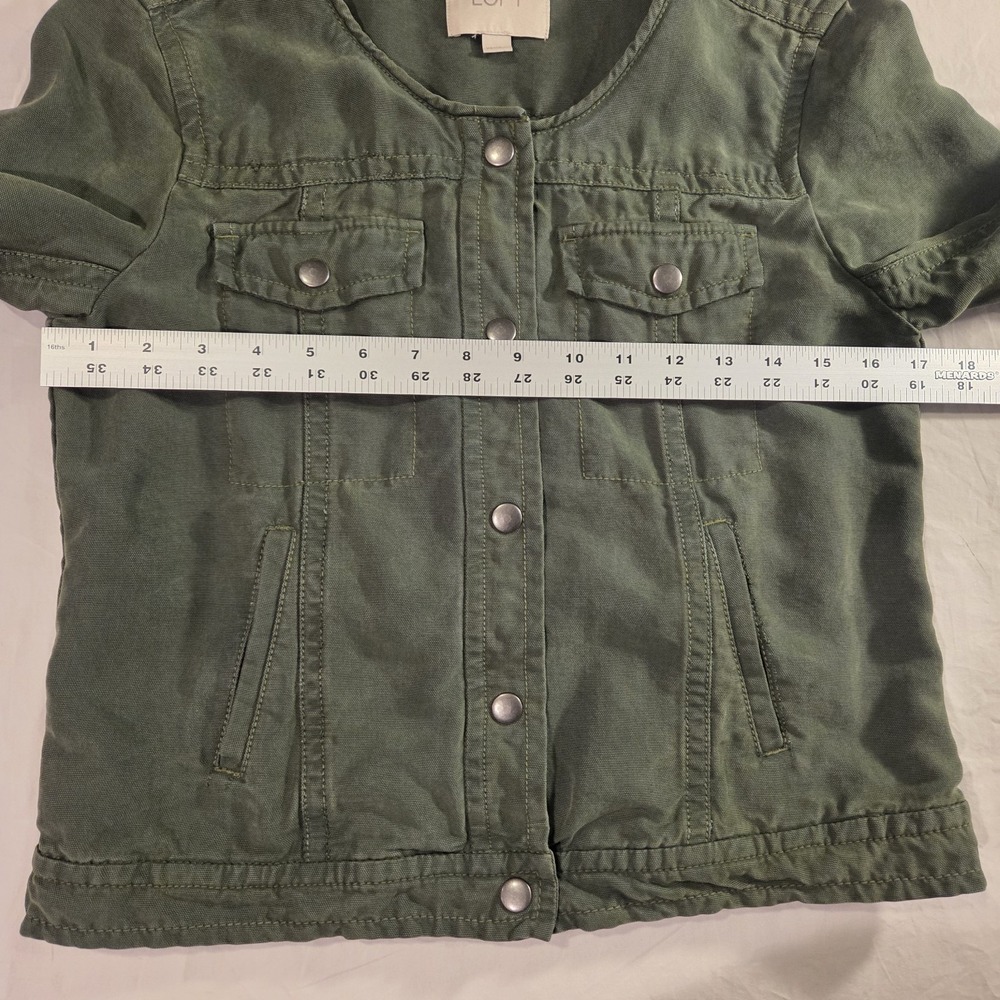 Loft Lyocell Snap Button Utility Jacket Collarles… - image 8